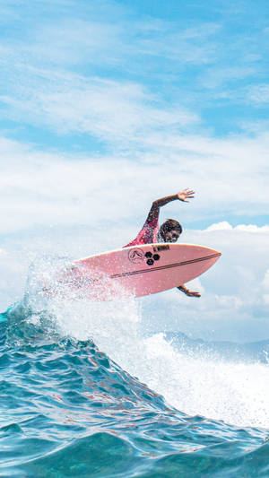 Surfing Pink Board Wallpaper