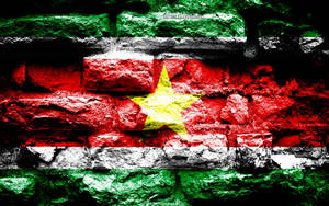 Suriname Flag Brick Wall Wallpaper