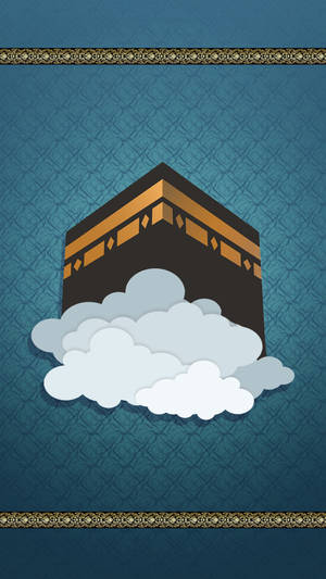 Surreal Art Depicting Kaaba Floating On Clouds Wallpaper