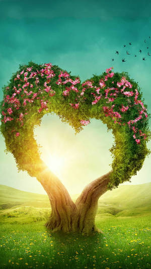 Surreal Love Nature Heart Wallpaper
