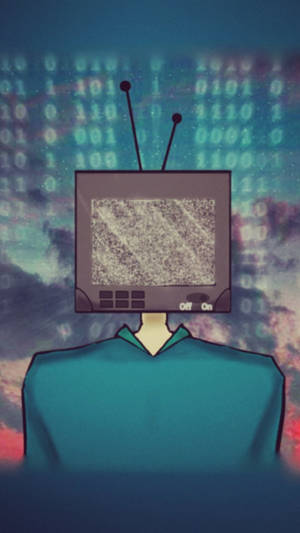 Surreal Vision Of Boy With A Static Tv Head Wallpaper