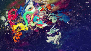 Surrealist Artwork Of Astronaut In Space Wallpaper