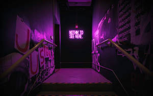 Suspicious Hallway Aesthetic Purple Neon Computer Wallpaper