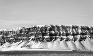 Svalbard Black And White Frozen Mountains Wallpaper