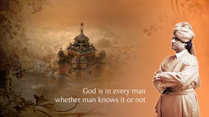 Swami Vivekananda Overlooking Temple Wallpaper
