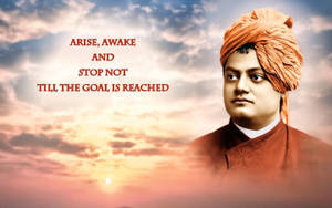 Swami Vivekananda With Inspirational Quote Wallpaper