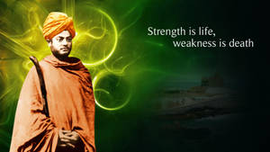 Swami Vivekananda With Life Quote Wallpaper