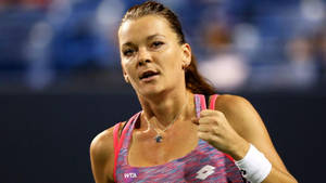 Sweaty Agnieszka Radwanska Fist Pump Wallpaper