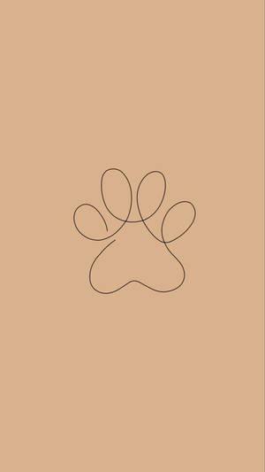 Sweet Simplicity - Paw Print On A Beige Aesthetic Phone Wallpaper