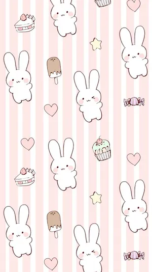 Sweets And White Rabbits Wallpaper