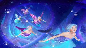 Swimming Barbie Mermaids And Winged Barbie Wallpaper