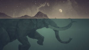 Swimming Elephant Artwork Wallpaper