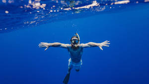 Swimming Under Deep Blue Ocean Wallpaper