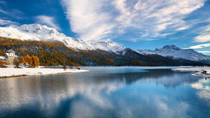 Swiss Alps Lake During Winter Wallpaper