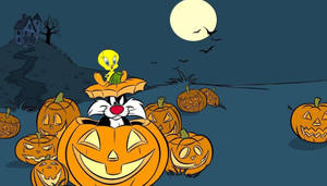 Sylvester And Tweety Bird Jack-o-lantern Wallpaper