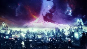 Synthwave City Beautiful Sky Wallpaper