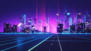 Synthwave City Floor View Wallpaper