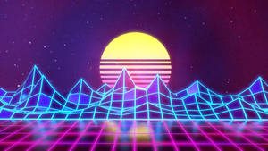 Synthwave Sun And Mountains Wallpaper