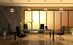 Table, Office Chairs, Glass, Window Wallpaper