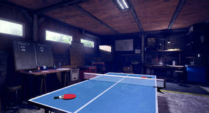 Table Tennis In Basement Wallpaper
