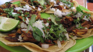 Tacos Al Pastor With Fresh Cilantro Wallpaper