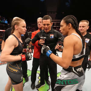 Taila Santos And Valentina Shevchenko Before Fight Wallpaper