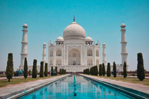 Taj Mahal's Clear Blue Pool Wallpaper