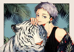 Takashi Mitsuya With White Tiger Wallpaper