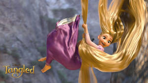 Tangled Rapunzel In Pink Gown Wallpaper