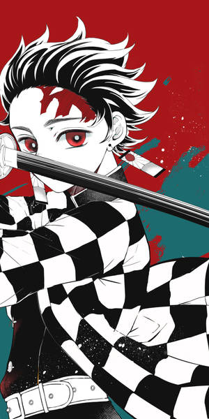Tanjiro With Sword Demon Slayer Iphone Wallpaper