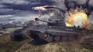 Tanks With Huge Explosion Wallpaper