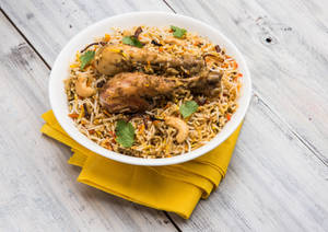 Tantalizing Representation Of Chicken Biryani Wallpaper