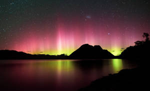 Tasmania Pink Yellow Aurora Lights Wallpaper