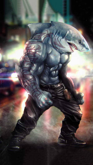 Tattooed King Shark Digital Art Wallpaper