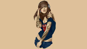 Tattooed Woman With Swag Wallpaper