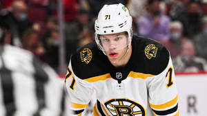 Taylor Hall White Boston Bruins Uniform Wallpaper