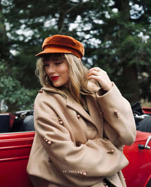 Taylor Outside The Convertible In Red Taylors Version Wallpaper