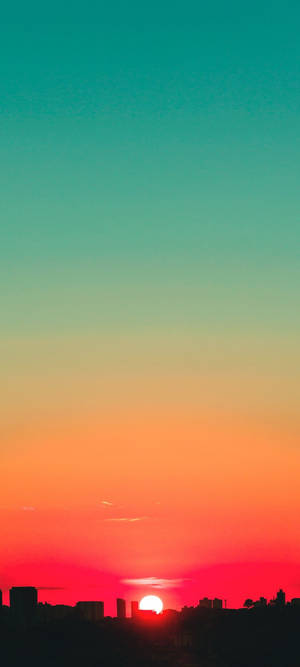 Teal And Red Sunset Sky Wallpaper