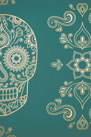 Teal Day Of The Dead For Phone Wallpaper