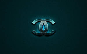 Teal Metallic Chanel Logo Wallpaper