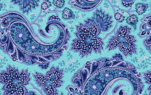 Teal Purple Paisley Batik Wallpaper