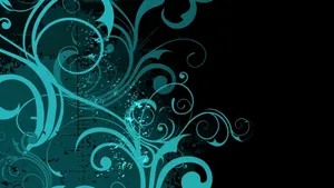 Teal Swirly Stems Pattern Wallpaper