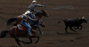 Team Roping An Ox Wallpaper