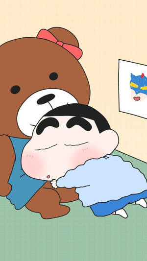 Teddy Bear And Shinchan Aesthetic Wallpaper