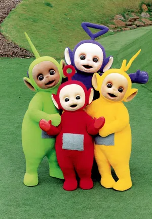 Teletubbies With Po In The Center Wallpaper