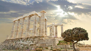 Temple Of Poseidon Athens Scenery Wallpaper