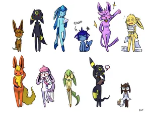 Ten Eevee Evolutions Human Wallpaper