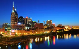 Tennessee Nashville Skyline Reflecting Wallpaper