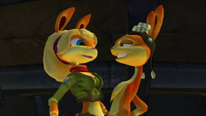 Tess With Daxter In Jak 3 Wallpaper