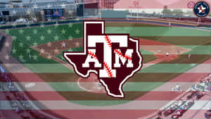 Texas Am Baseball Logo On An American Flag Wallpaper